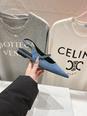 JUDY FLAT SLINGBACK IN BLUE DENIM