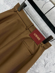 Loewe 25 Pleated Short Skirt Khaki Brown Polyester Fiber