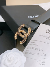 DOUBLE C BELT 30MM IN BLACK CALFSKIN GOLD BUCKLE EMBOSSED LOGO