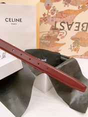 CELINE 25S BELT 25MM REVERSIBLE TRIOMPHE IN BURGUNDY CALFSKIN 565533