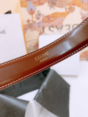 CELINE 25S BELT 25MM WITH ARC DE TRIOMPHE BUCKLE IN BURNT UMBER 571501