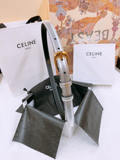 CELINE 25S BELT 18MM WITH ARC DE TRIOMPHE BUCKLE IN SILVER 571503
