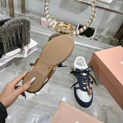 MIUMIU 26S LACE UP SNEAKERS IN NAVY BLUE SUEDE WHITE FABRIC CHARM DETAIL