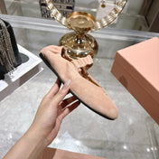 MIUMIU 26S MARY JANE FLATS IN LIGHT PINK SUEDE ELASTIC STRAP