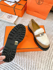 ICONE LOAFER IN PERU BROWN CALFSKIN WITH WHITE SHEARLING