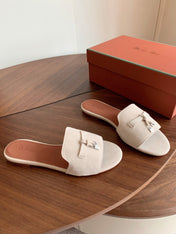 LP 26S SUMMER CHARMS SLIDES IN CREAM WHITE SUEDE SILVER HARDWARE