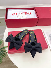 VLogo Bow Mules Women Silk Black