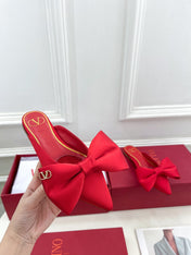 VLogo Bow Mules Women Silk Red