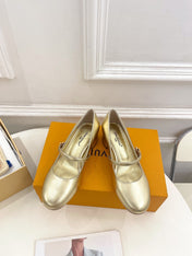 LV WOMEN ROMY HIGH BALLERINA IN GOLDEN METALLIC LAMBSKIN
