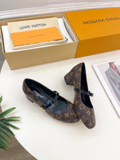 LV WOMEN ROMY HIGH BALLERINA IN CHOCOLATE BROWN MONOGRAM LAMBSKIN