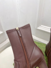 HORSEBIT ANKLE BOOTS 6.5CM IN WALNUT BROWN SHEEPSKIN
