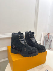 LV X TIMBERLAND MARTIN BOOT IN BLACK MONOGRAM SUEDE