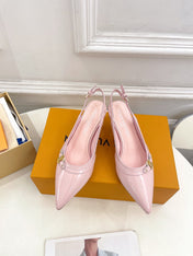 HIGH SLINGBACKS 5 CM IN BABY PINK CALFSKIN