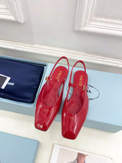 MARY JANE SLINGBACK SQUARE TOE IN CRIMSON RED PATENT SHEEPSKIN