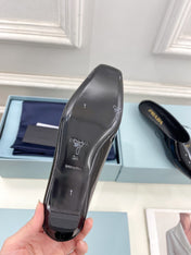 MULES SQUARE TOE IN BLACK SHINY CALFSKIN