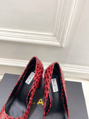 ALAIA 26S HIGH HEELS 95 MM IN DARK RED CROCODILE-EMBOSSED CALFSKIN