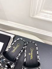 CHANEL 26S SANDALS 35 MM IN BLACK TWEED