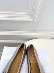 LOEWE 26S SPLIT-TOE BALLET FLATS IN GREY SILK