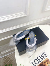 ALAIA 26S THONG SANDALS IN PEARL GREY SATIN AND TRANSPARENT PVC