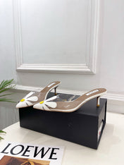ALAIA 26S MULE HEELS 55 MM IN WHITE LAMBSKIN AND TRANSPARENT PVC