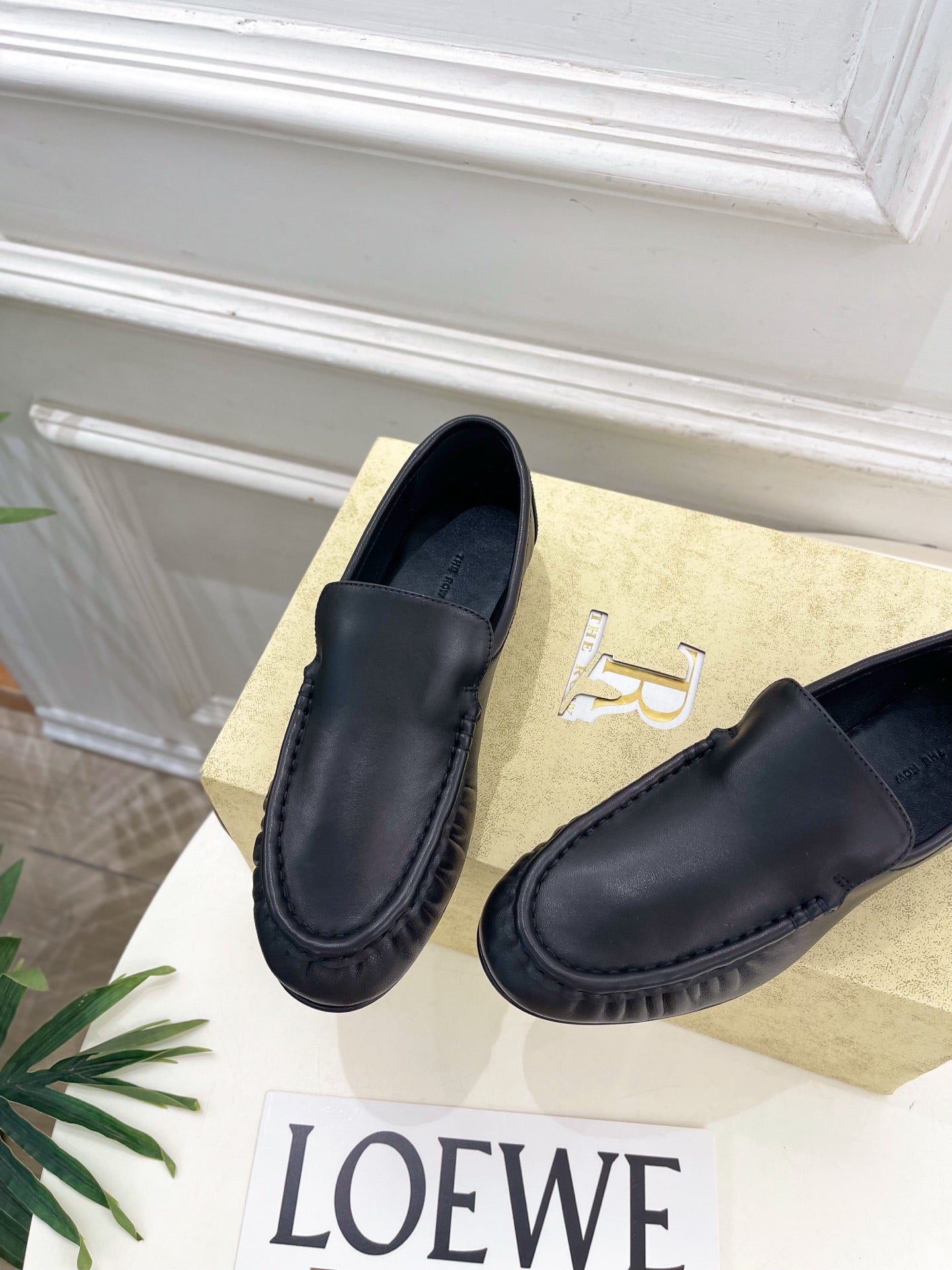 THE ROW 26S MOCCASIN LOAFERS 20MM IN BLACK CALFSKIN