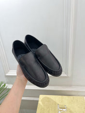 THE ROW 26S MOCCASIN LOAFERS 20MM IN BLACK CALFSKIN