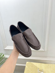 THE ROW 26S MOCCASIN LOAFERS 20MM IN BROWN CALFSKIN