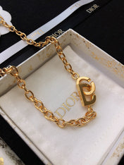 CD 26S CD LOGO CHUNKY CHAIN NECKLACE IN GOLD TONE METAL 631003