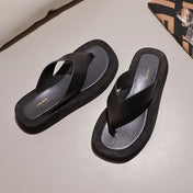 THE ROW 26S GINZA THONG SANDALS IN BLACK CALFSKIN AND SUEDE