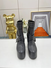 SL ANKLE BUCKLE BOOT PLATFORM BLACK CALFSKIN