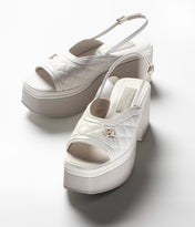 SANDALS WHITE LAMBSKIN PATENT