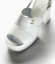 SANDALS WHITE PATENT CRUMPLED LAMBSKIN