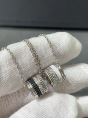 QUATRE 4 ROW PEDANT SILVER DIAMOND NECKLACE