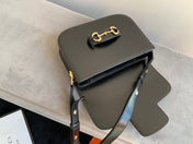 GG 1955 Horsebit Bag 25cm Black Calfskin Gold Hardware