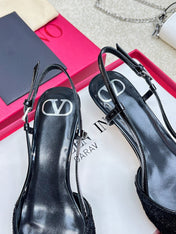Vlogo Signature Slingback Rough Black Calfskin