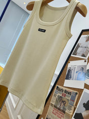 Miu Beige Cotton Tank Top