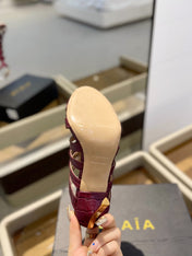 HIGH SANDAL 10 CM IN SANGRIA RED CALFSKIN