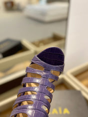 HIGH SANDAL 10 CM IN INDIGO PURPLE CALFSKIN